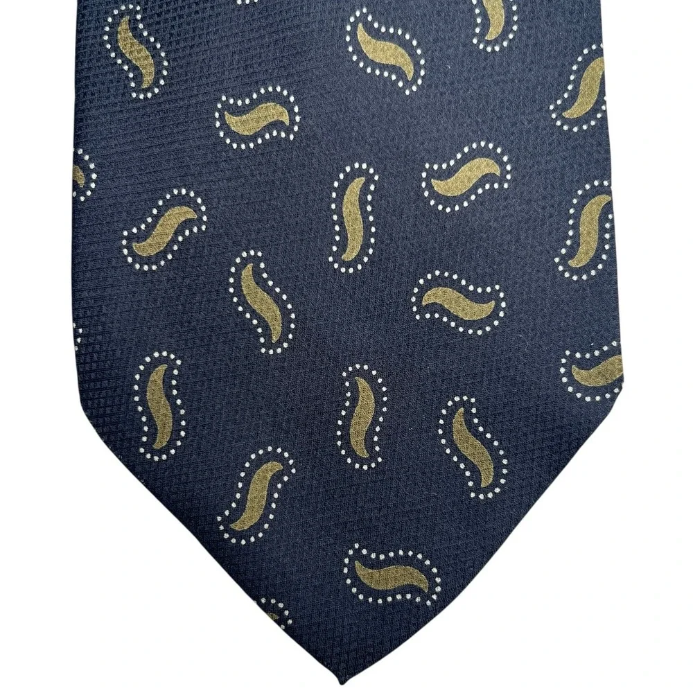 Vintage Giorgio Armani Cravatte Tie Black Gold Paisley Made In Italy 100% Silk